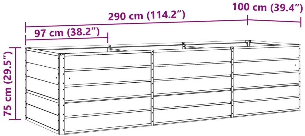 Lovelis Antracito 290 x 100 x 75 cm Galvanizuotas plienas
