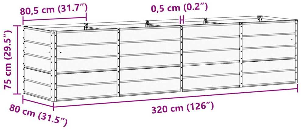 Lovelis Antracitas 320 x 80 x 75 cm Plienas