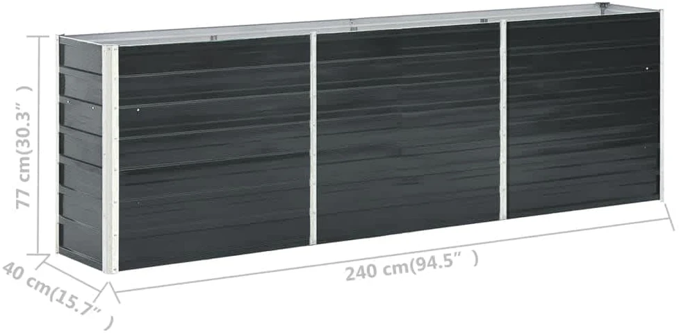 Lovelis, antracito, 240x40x77cm, galvanizuotas plienas, aukštas
