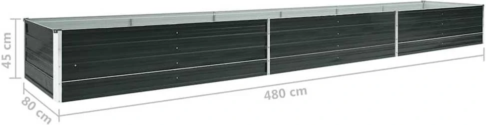 Lovelis, antracito, 480x80x45cm, galvanizuotas plienas, aukštas