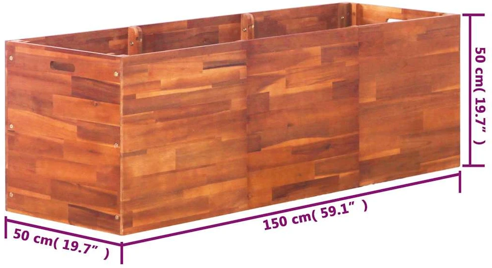 Lovelis augalams, akacijos mediena, 150x50x50cm, aukštas