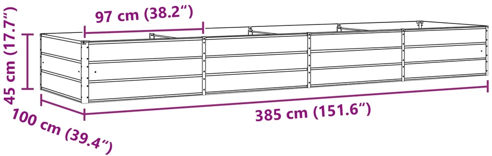 Lovelis Pastelinė žalia 385 x 100 x 45 cm Galvanizuotas plienas