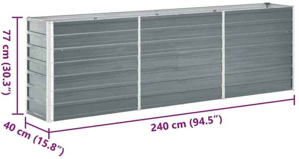 Lovelis, pilkas, 240x40x77cm, galvanizuotas plienas, aukštas