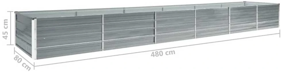 Lovelis, pilkas, 480x80x45cm, galvanizuotas plienas, aukštas