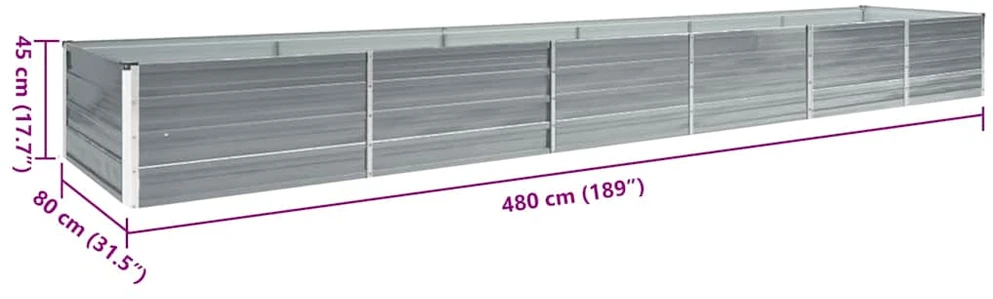 Lovelis, pilkas, 480x80x45cm, galvanizuotas plienas, aukštas