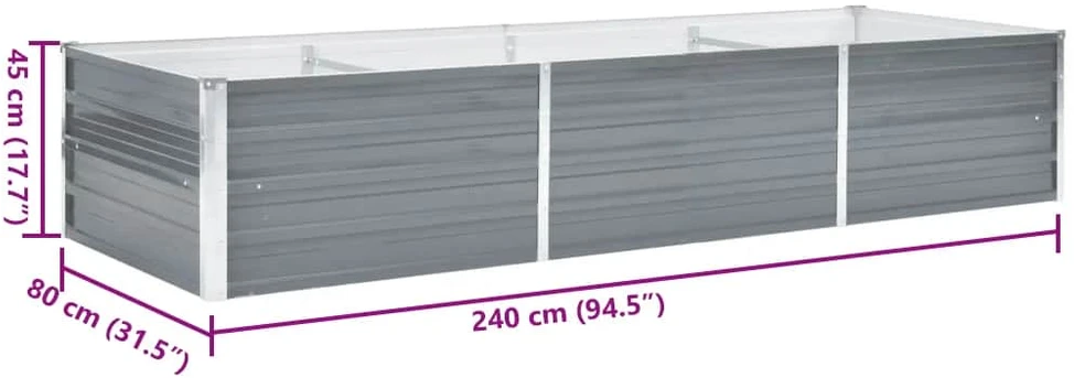 Lovelis, pilkas, galvanizuotas plienas, 240x80x45cm