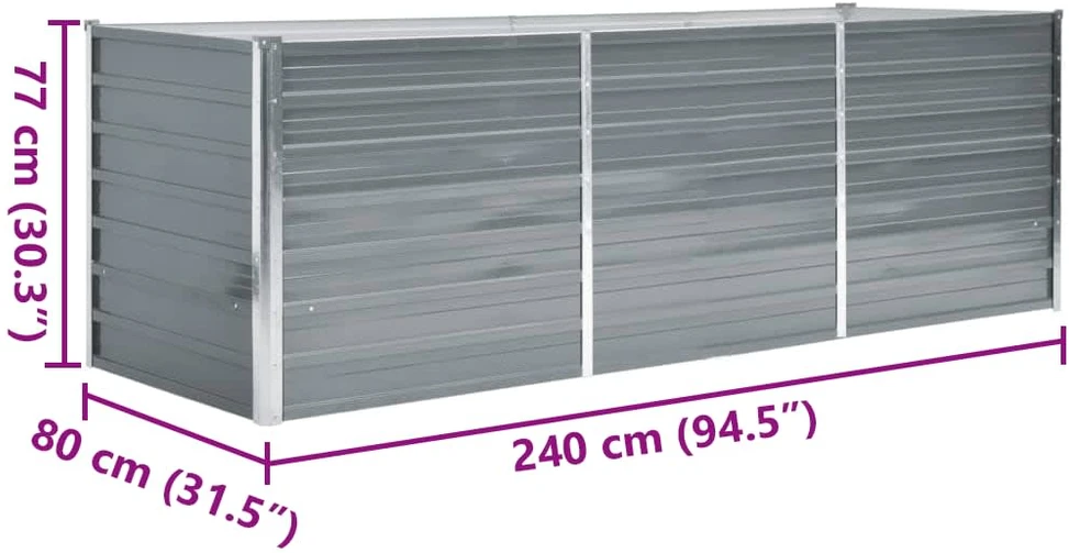 Lovelis, pilkas, galvanizuotas plienas, 240x80x77cm