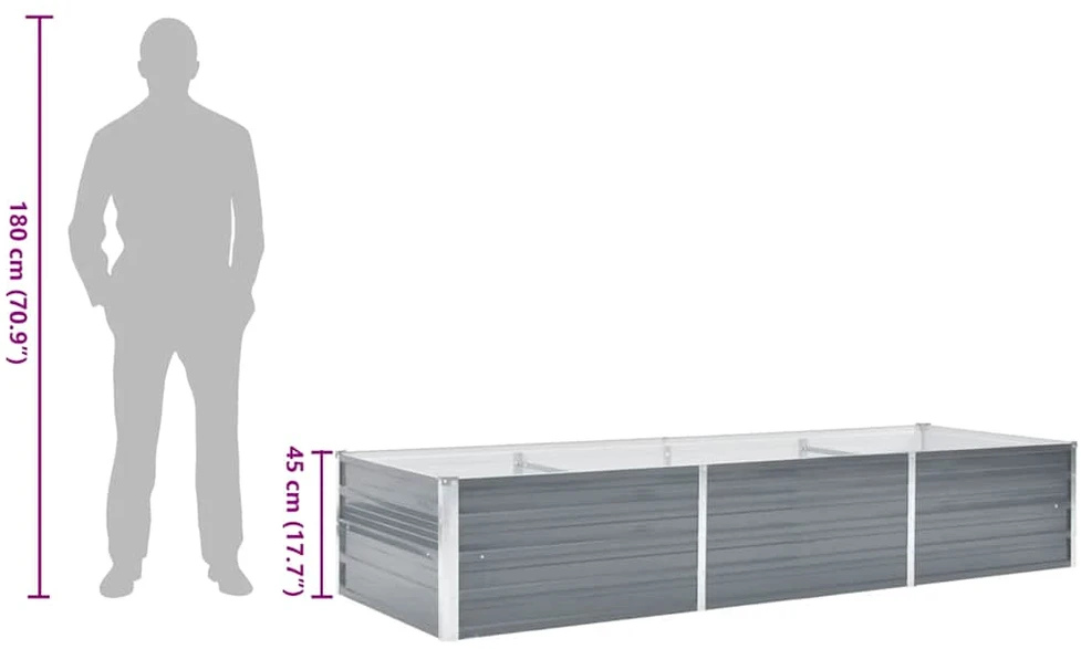 Lovelis, pilkas, galvanizuotas plienas, 240x80x45cm