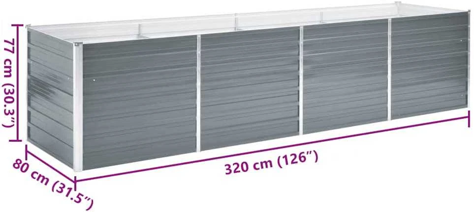Lovelis, pilkas, galvanizuotas plienas, 320x80x77cm