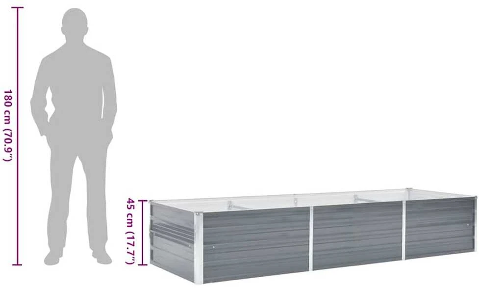 Lovelis, pilkas, galvanizuotas plienas, 240x80x45cm