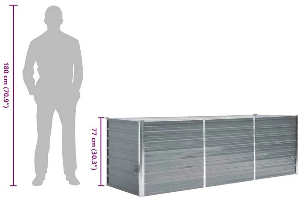 Lovelis, pilkas, galvanizuotas plienas, 240x80x77cm