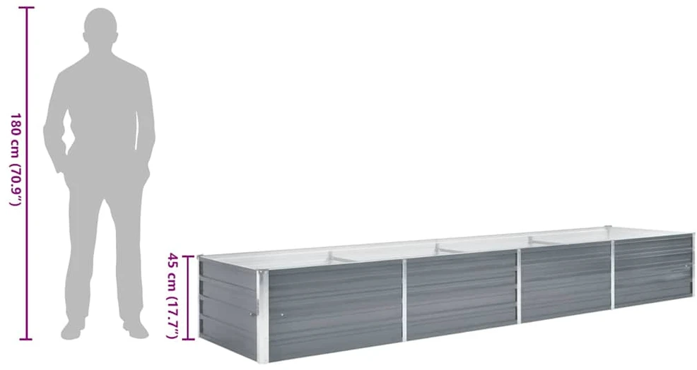 Lovelis, pilkas, galvanizuotas plienas, 320x80x45cm
