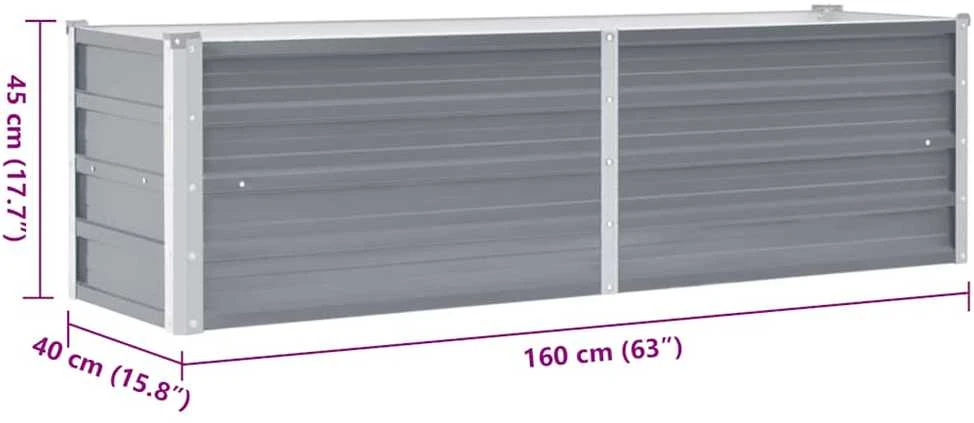 Lovelis, pilkas, galvanizuotas plienas, 160x40x45cm