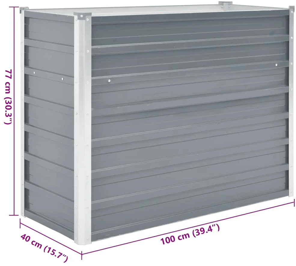 Lovelis, pilkas, galvanizuotas plienas, 100x40x77cm