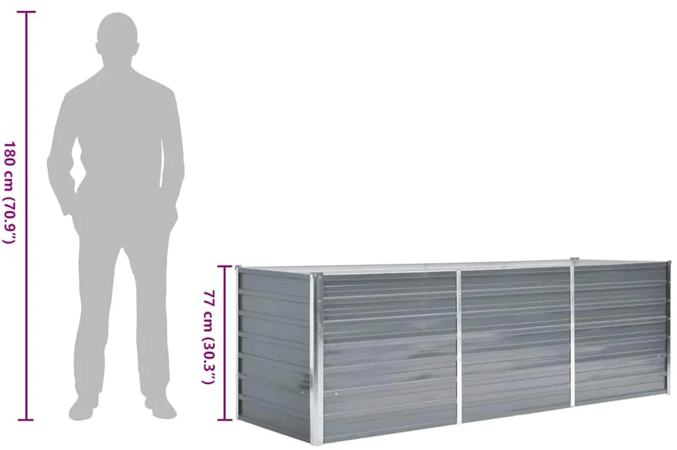 Lovelis, pilkas, galvanizuotas plienas, 240x80x77cm