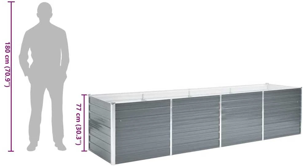Lovelis, pilkas, galvanizuotas plienas, 320x80x77cm