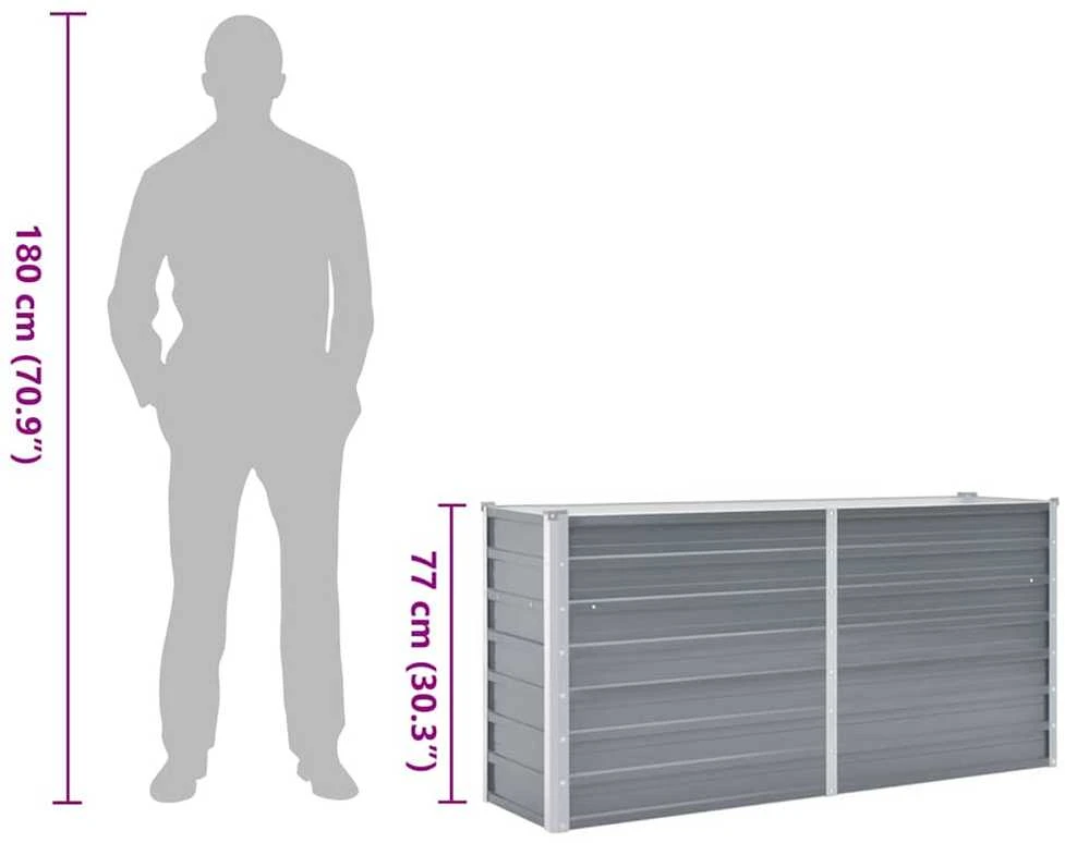 Lovelis, pilkos spalvos, 160x40x77cm, galvanizuotas plienas