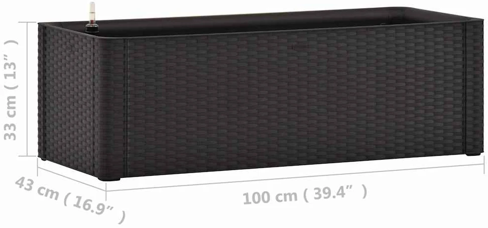 Lovelis su savaiminio laistymo sistema, antracito, 100x43x33cm