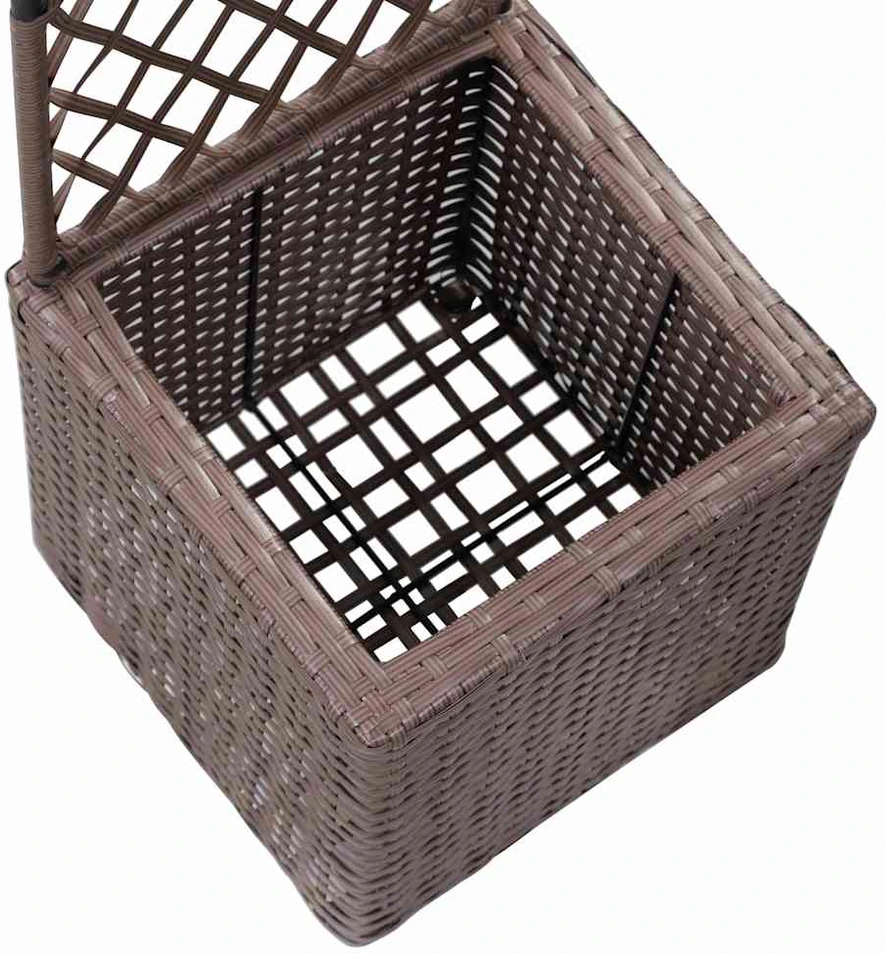 Lovelis su treliažu, 1 vazonas, rudas, 30x30x107cm, aukštas