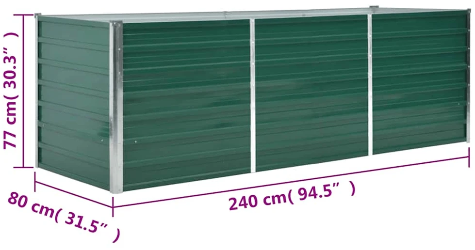 Lovelis, žalias, galvanizuotas plienas, 240x80x77cm