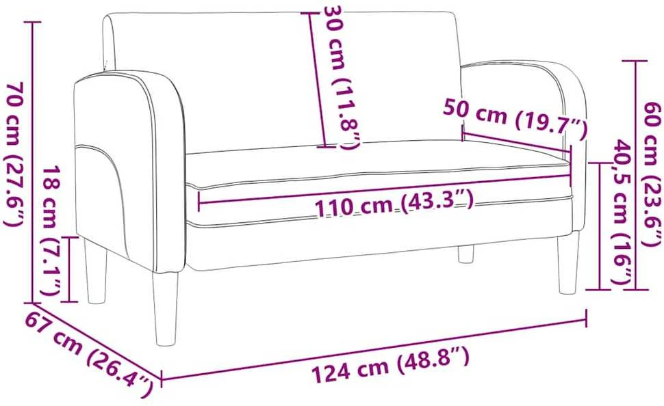 Loveseat sofa, kreminė, 110cm, dirbtinė oda