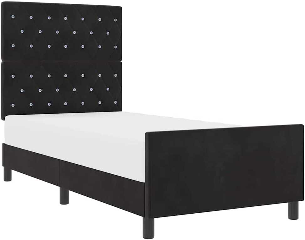 Kiemas lova su galvūgalio Juoda 90 x 200 cm Aksomas