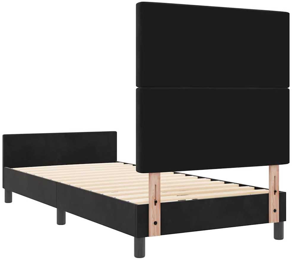 Kiemas lova su galvūgalio Juoda 90 x 200 cm Aksomas