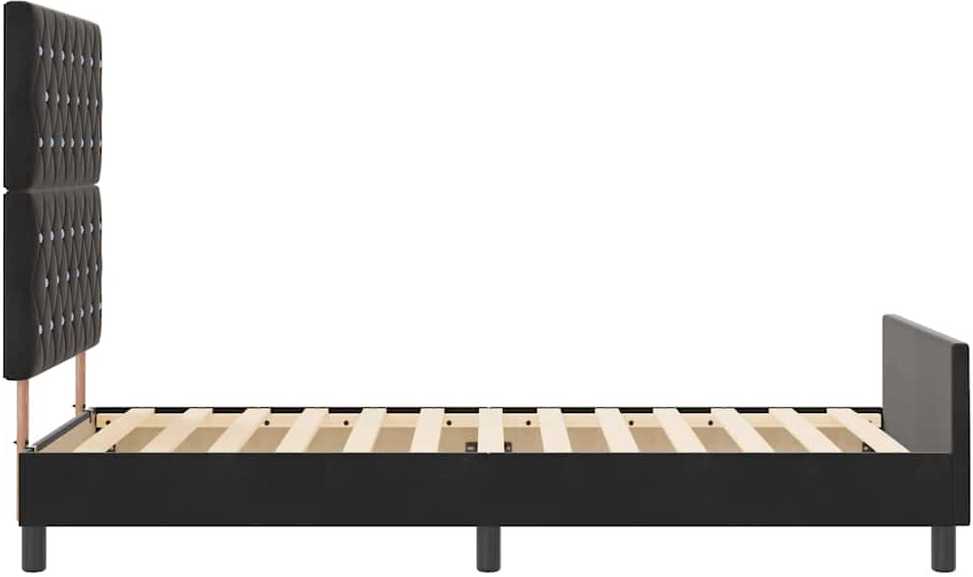 Kiemas lova su galvūgalio Juoda 90 x 200 cm Aksomas