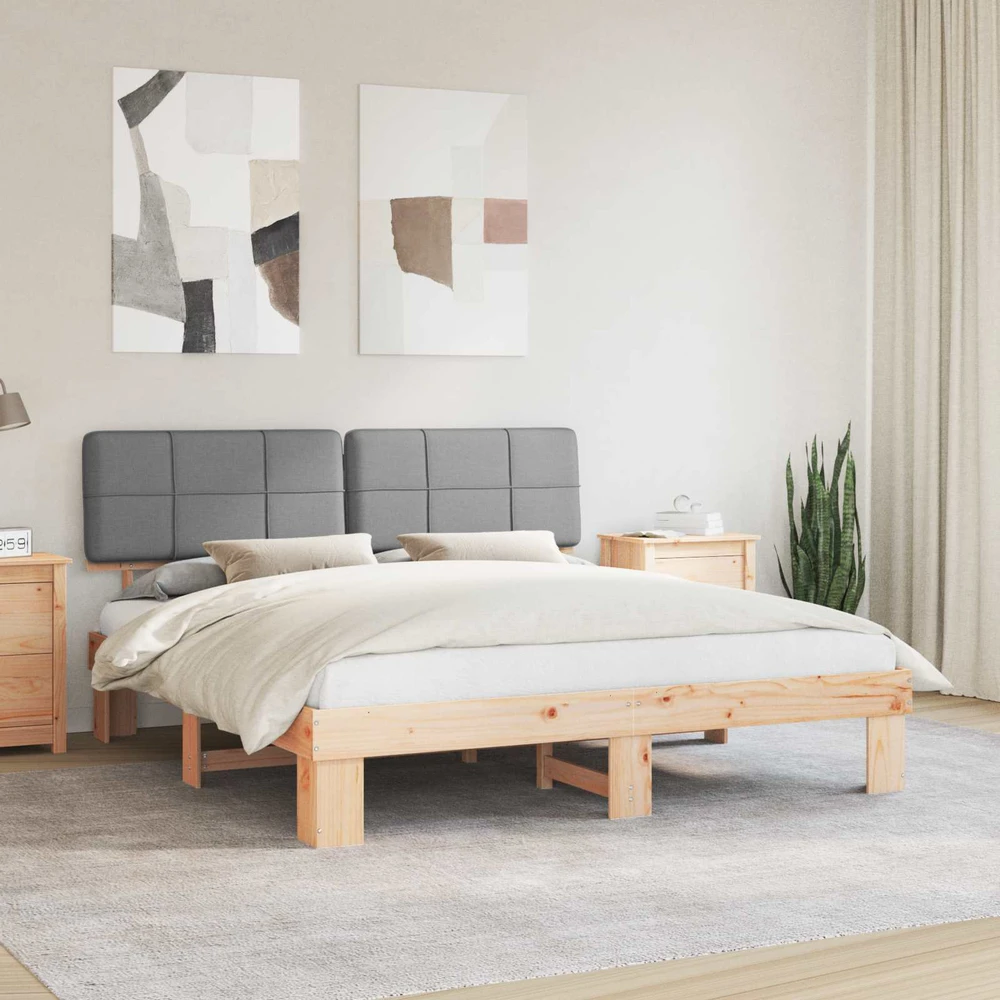Lovo rėmas su apmuštu galvūgaliu Šviesiai pilka 180 x 200 cm