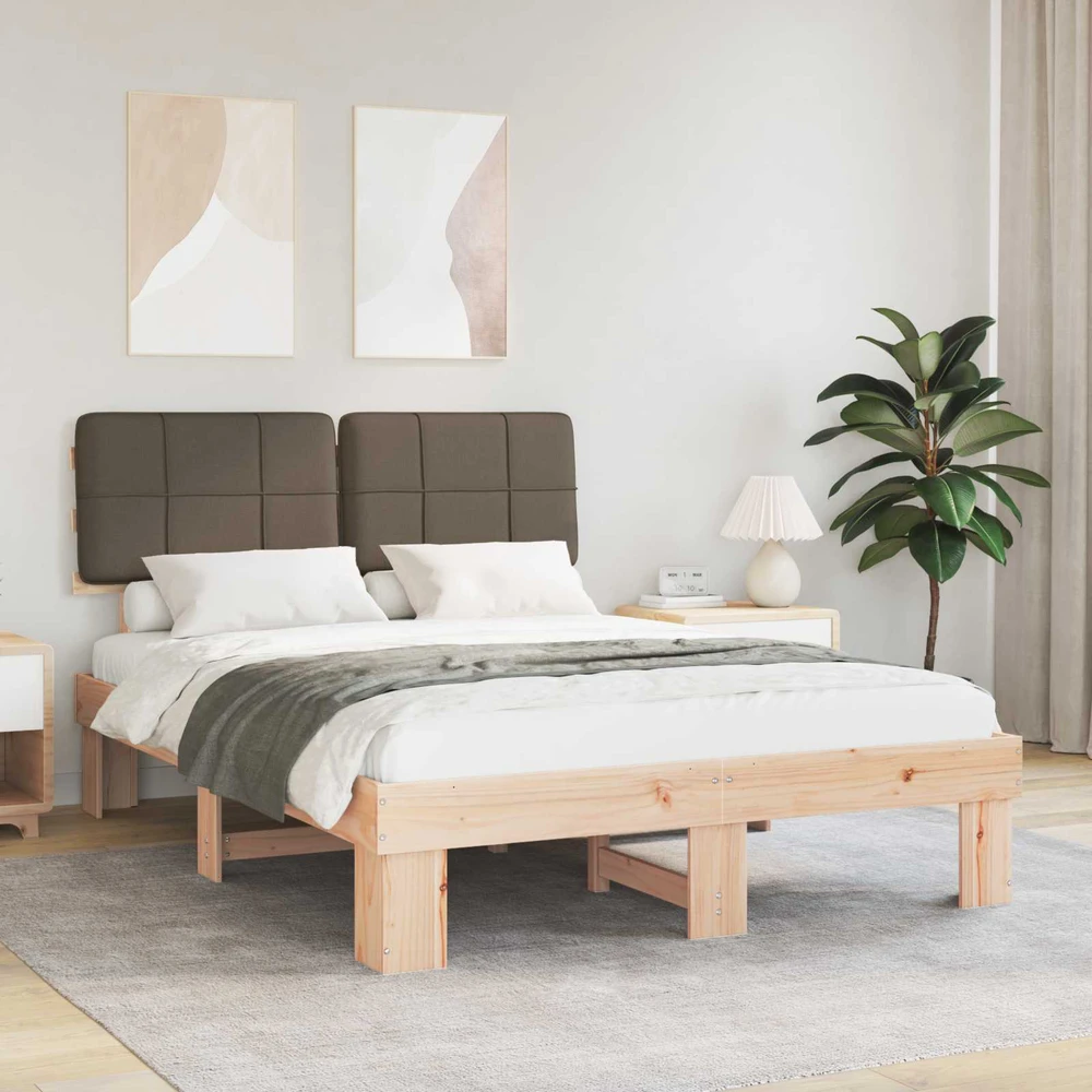 Lovo rėmas su apmuštu galvūgaliu Natūrali ir taupe 140 x 190 cm
