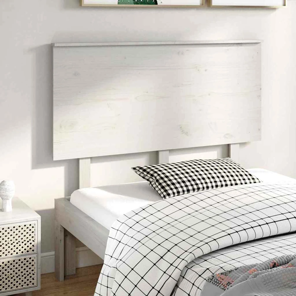 Lovos galvūgalis, baltas, 124x6x82,5cm, pušies medienos masyvas