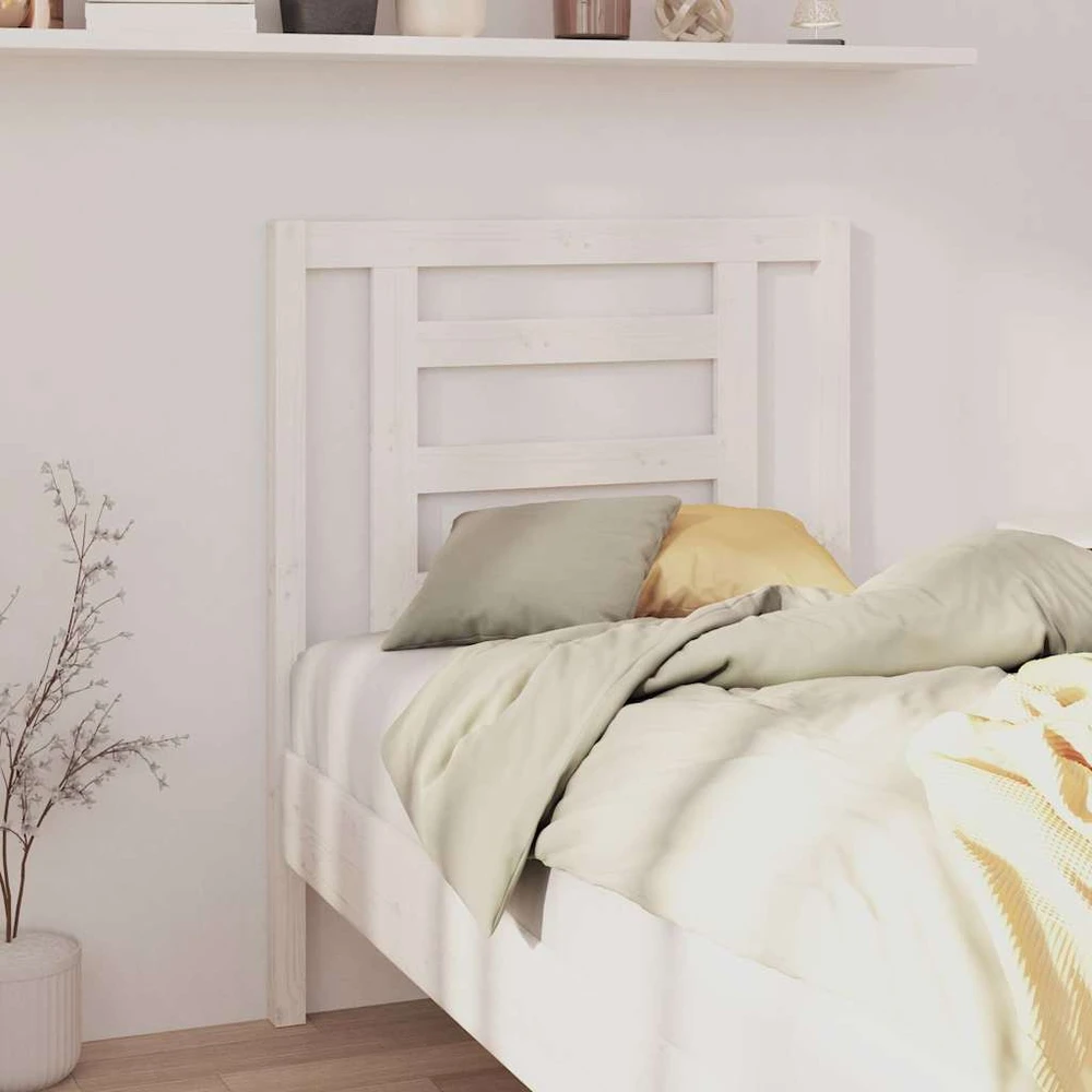 Lovos galvūgalis, baltas, 81x4x100cm, pušies medienos masyvas