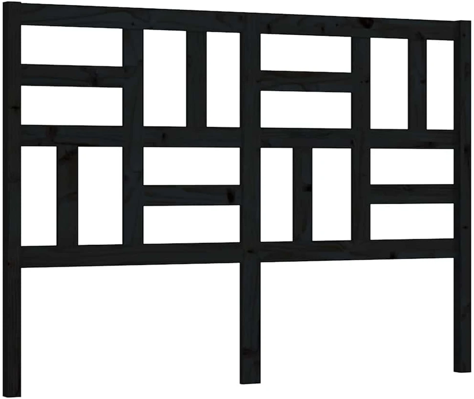 Lovos galvūgalis, juodas, 126x4x104cm, pušies medienos masyvas