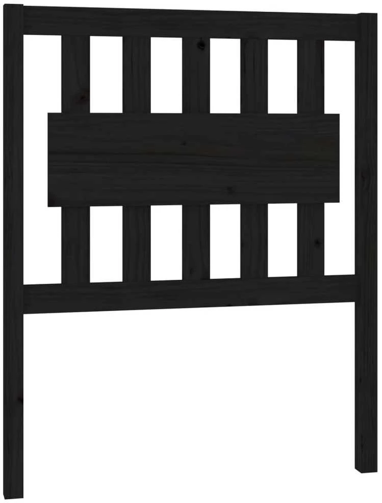 Lovos galvūgalis, juodas, 80,5x4x100cm, pušies medienos masyvas
