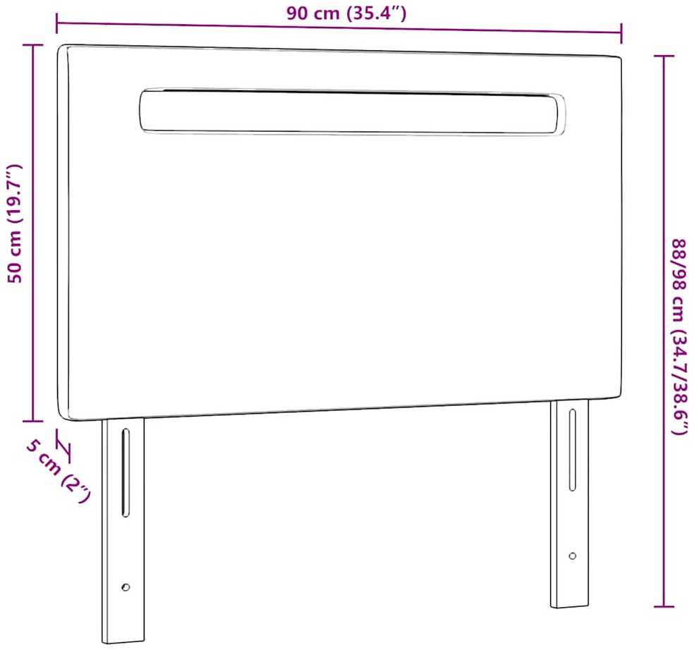 LED galvūgalis Balta 90 cm Dirbtinė oda