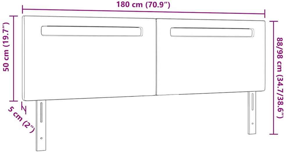 LED galvūgalis Balta 180 cm Dirbtinė oda