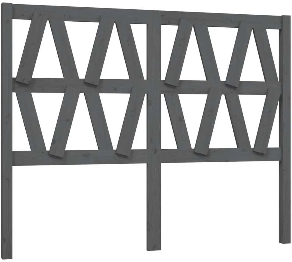 Lovos galvūgalis, pilkas, 126x4x100cm, pušies medienos masyvas