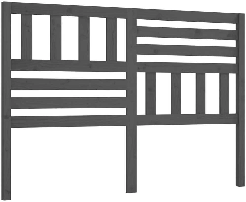 Lovos galvūgalis, pilkas, 126x4x100cm, pušies medienos masyvas