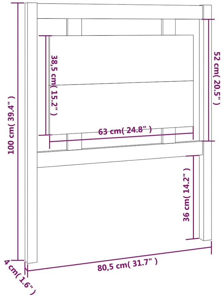 Lovos galvūgalis, pilkas, 80,5x4x100cm, pušies medienos masyvas