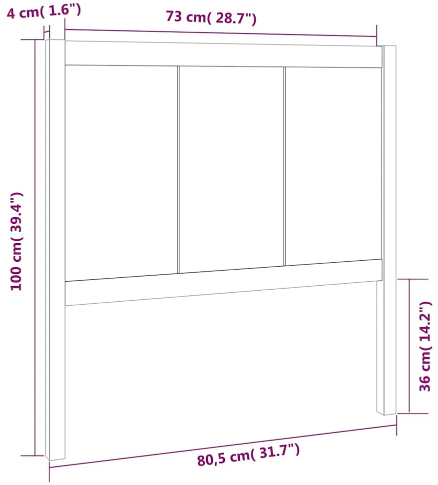 Lovos galvūgalis, pilkas, 80,5x4x100cm, pušies medienos masyvas