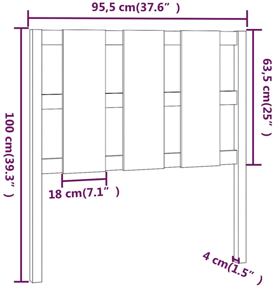Lovos galvūgalis, pilkas, 95,5x4x100cm, pušies medienos masyvas