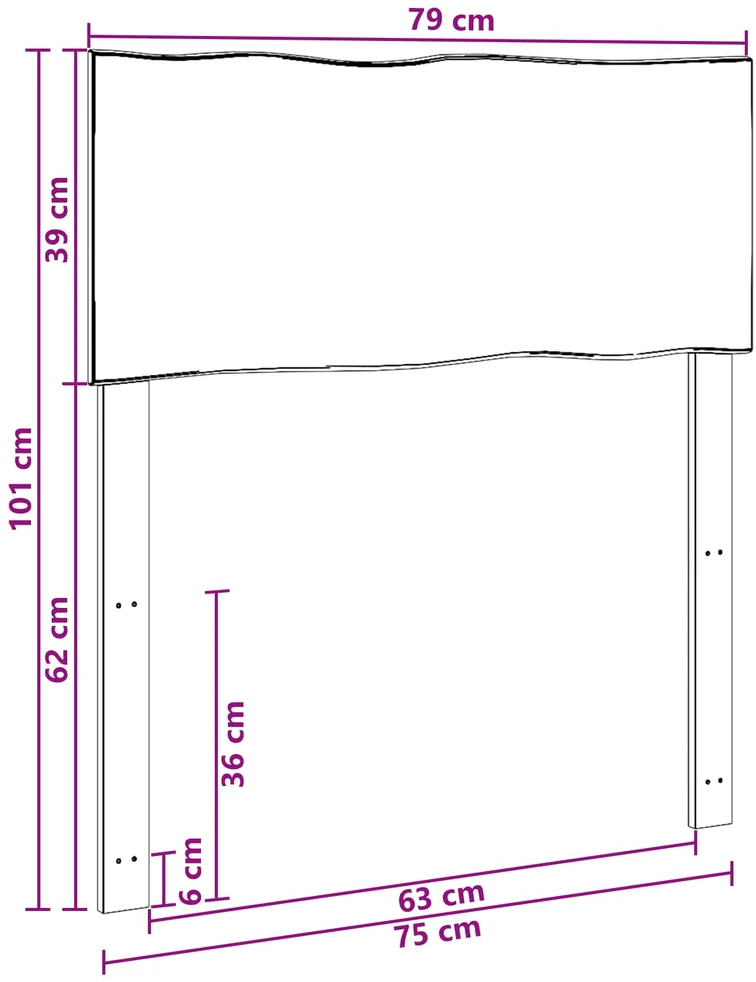 Lovos galvūgalis su natūraliu kraštu ROSTOCK Natūrali 75 cm