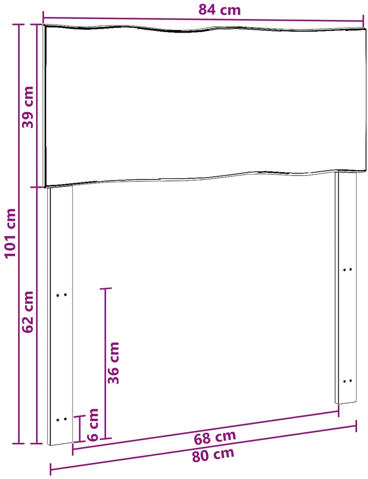 Lovos galvūgalis su natūraliu kraštu ROSTOCK Balta 80 cm