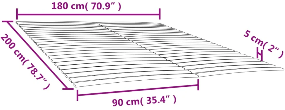 Lovos grotelės su 48 lentjuostėmis, 2vnt., 90x200cm