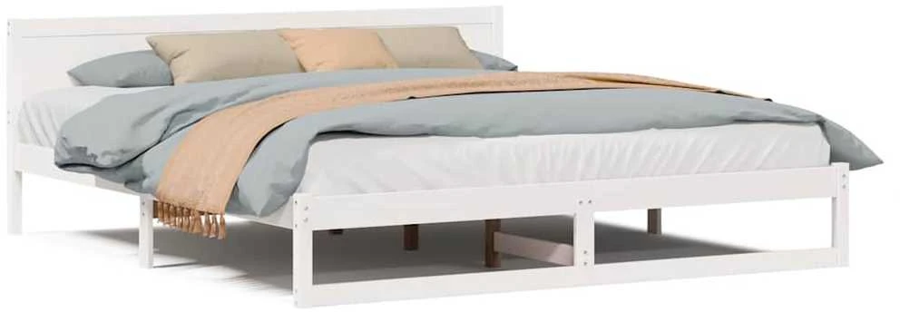 Lovos rėmas Balta 200 x 200 cm Kietos pušies mediena