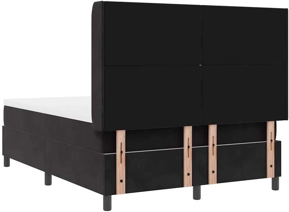 Kiemas lova su LED juostelėmis Juoda 140 x 200 cm Aksomas