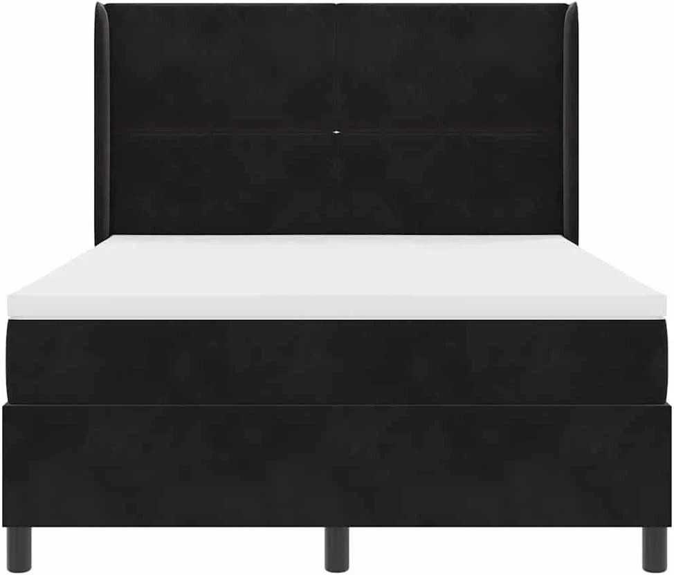 Kiemas lova su LED juostelėmis Juoda 140 x 200 cm Aksomas