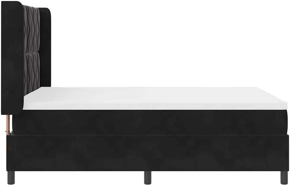 Kiemas lova su LED juostelėmis Juoda 140 x 200 cm Aksomas