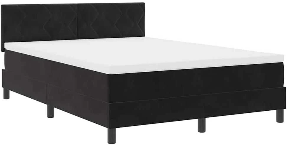 LED Čiužinio Lova su galvūgalio Juoda 140 x 190 cm Aksomas