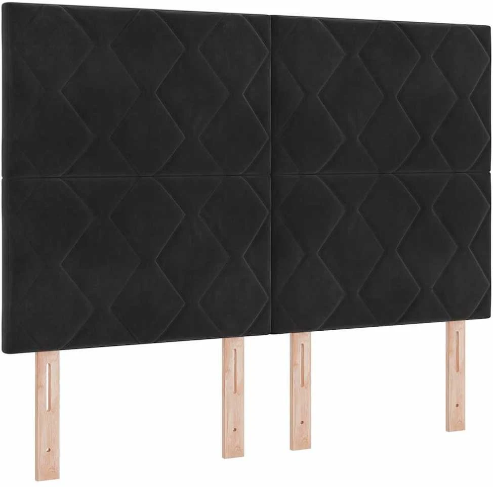 Kiemas lova su LED juostelėmis Juoda 140 x 200 cm Aksomas